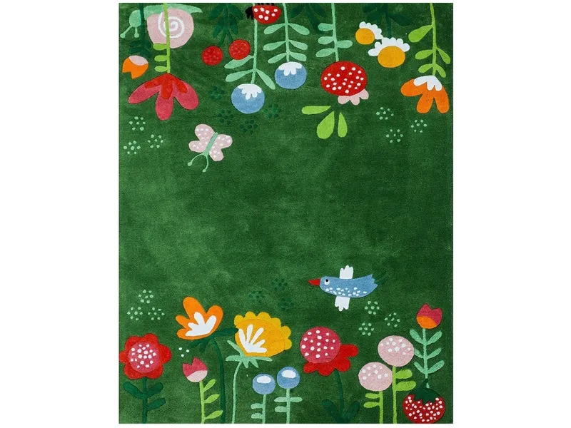 HANS NATUR HANS NATUR Kinderteppich Bio-Baumwolle "Blumen" Maße ca. 100 x 130 x 1,5 cm, Mehrfarbig, – Produktbild 1 von 2