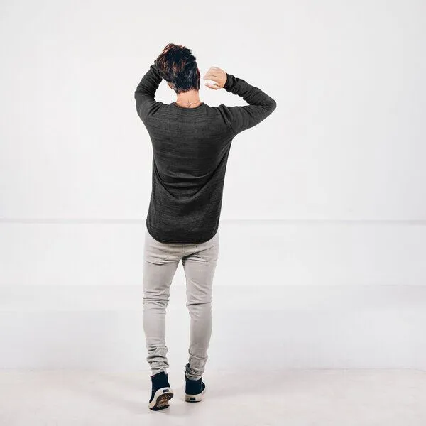 The Driftwood Tales The Driftwood Tales Basic-Strickpullover - Herren Pullover - Driftwood Tales - aus Bio-Baumwolle, Schwarz, – Produktbild 3 von 4