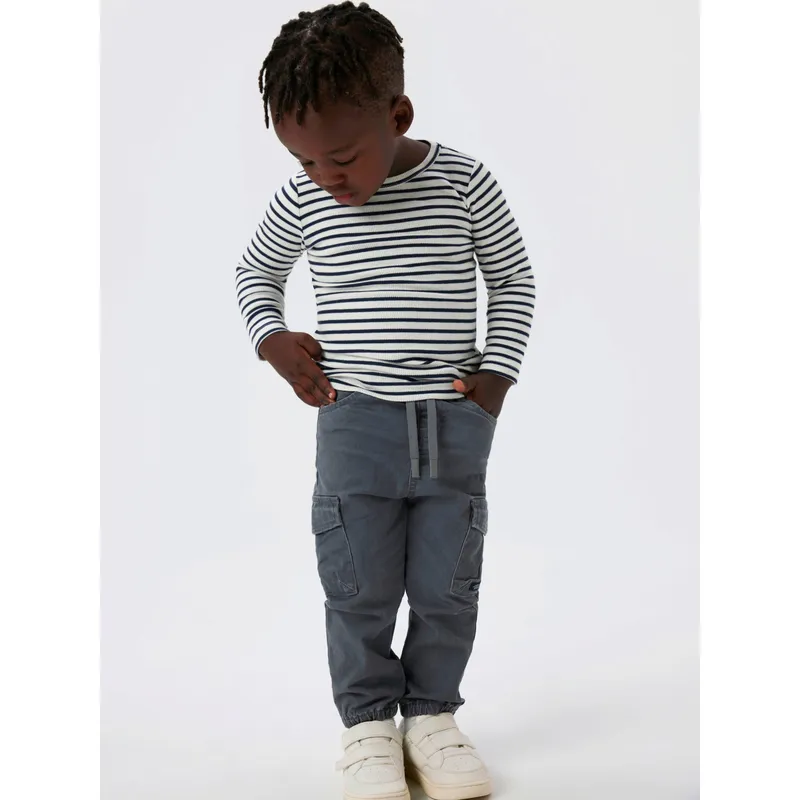 name it Name It Shirt langarm Ringel Rippqualität, Weiss | blau | mehrfarbig, – Produktbild 2 von 3