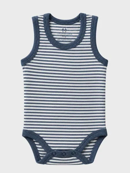 OrganicEra OrganicEra Bio-Ärmellose Babybodys für Neugeborene, 2er-Set, Indigo melange (blau), – Produktbild 3 von 4