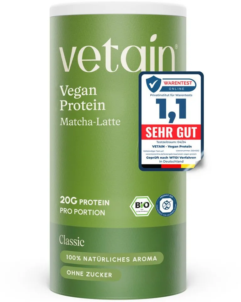 VETAIN Protein Pulver Vegan - Bio Protein Pulver, 540 g, Fermentiertes Erbsenprotein, ohne Stevia, Sucralose & Aspartam – Produktbild 7 von 8