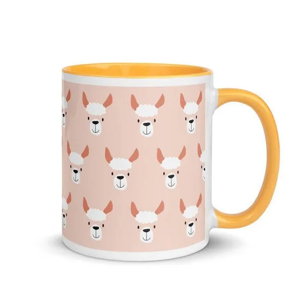 PepMelon Lama Tasse mit Farbe innen, Be Llamazing, lustige Lama Weihnachtstasse, Gold, – Produktbild 1 von 4