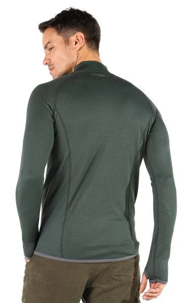 Woolona Woolona Langarmshirt - HALLDOR - 100% Merinowolle (Zip), Grün, – Produktbild 3 von 4
