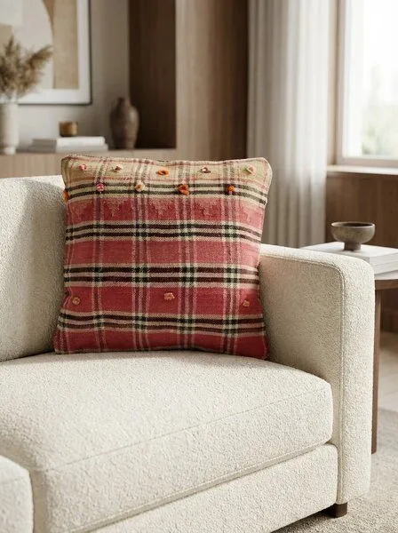 Rugtales Kelim Kissen „Rugtales“ aus Schurwolle, 65x65 cm, Bunt, – Produktbild 3 von 5
