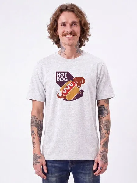 watapparel watapparel T-Shirt Unisex Hot Dog, Cool heather grey, – Produktbild 3 von 4