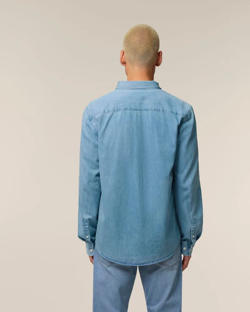 UNIPOLAR UNIPOLAR Herren vegan Denim Shirt Dening Light Wash, Blau, – Produktbild 1 von 2