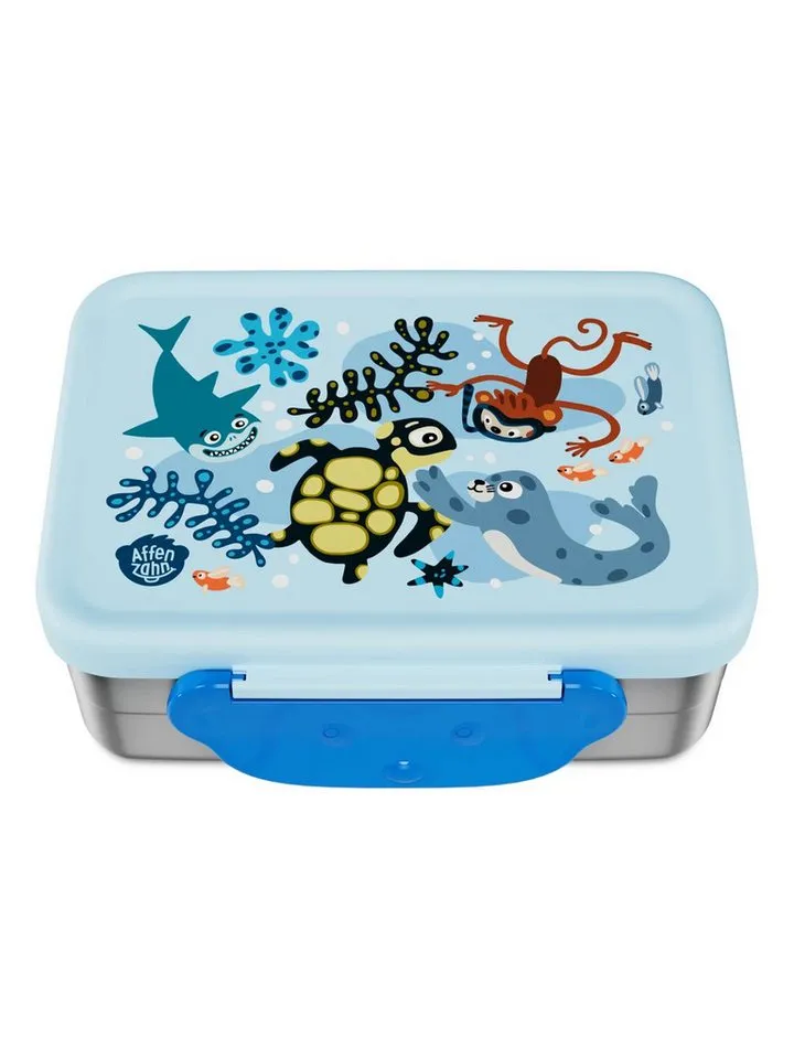 Affenzahn Affenzahn Lunchbox Edelstahl Brotdose, Edelstahl, (Edelstahl Brotdose, 2-tlg., 1x Brotdose, 1x Trennfach), spülmaschinengeeignet bis 45 Grad, Handwäsche empfohlen, Blau, – Produktbild 1 von 5