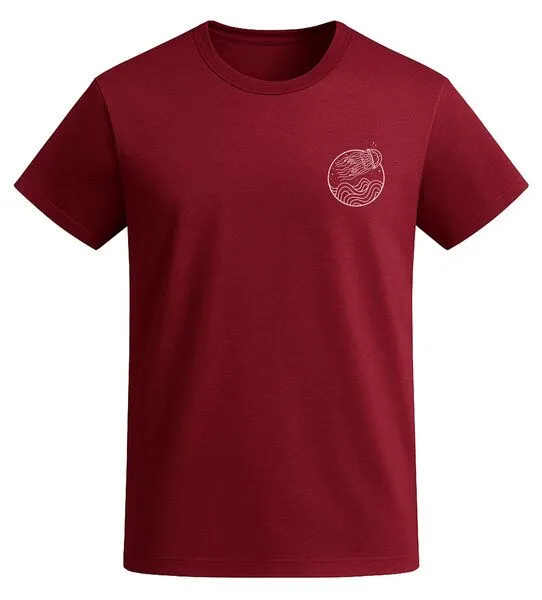 vis wear vis wear Qualle zwischen Ozean und Wellen - Unisex Organic T-Shirt, Rot, – Produktbild 4 von 4