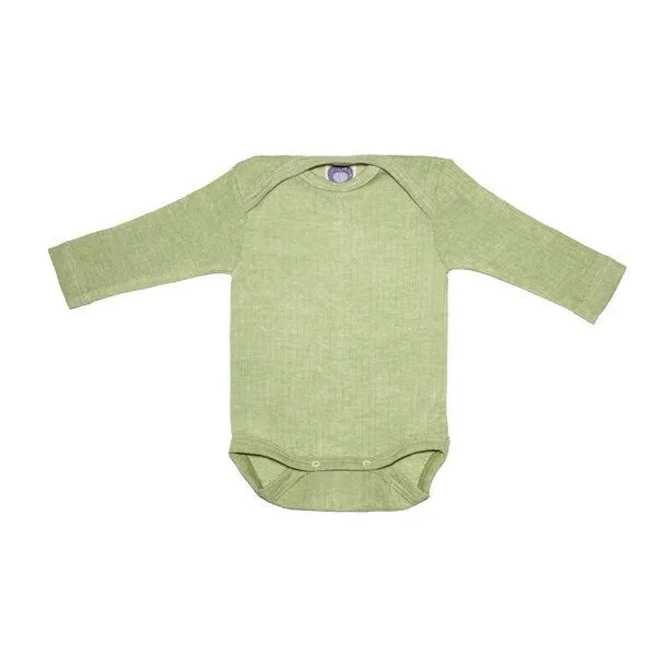 Cosilana Cosilana Baby-Body Langarm Bio Baumwolle kbT Wolle Seide, Gruen meliert, – Produktbild 1 von 1