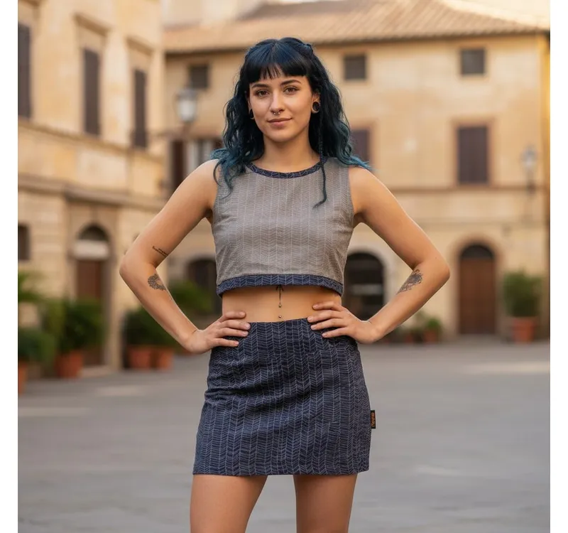 Guru-Shop Minirock Minirock aus Bio-Baumwolle, Hüftschmeichler,.. alternative Bekleidung, Grau, – Produktbild 3 von 4