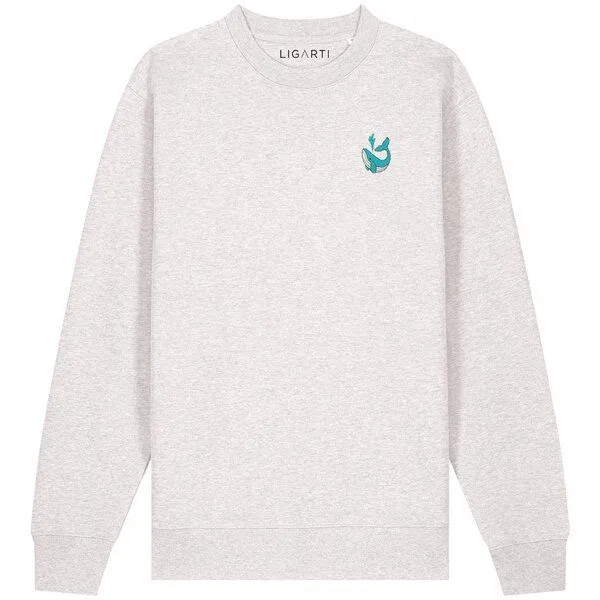 LIGARTI Bestickter Pullover – Walter der Wal – LIGARTI Tiermanufaktur, Hellgrau, – Produktbild 1 von 2