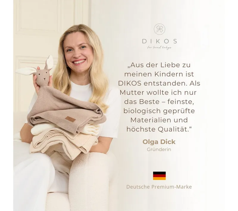 Babydecke DIKOS® Babydecke aus *100%* Bio Baumwolle Strickdecke Erstlingsdecke, DIKOS, PREMIUM Qualität atmungsaktiv, nachhaltig, plastikfrei, kuschelweich, Mint, – Produktbild 4 von 4