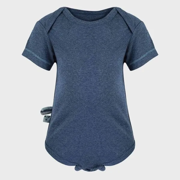 OrganicEra Baby S/S Kurzarm Bodysuit 'OrganicEra' aus Bio-Baumwolle, Indigo melange (blau), – Produktbild 2 von 4