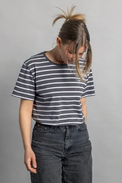 DIRTS dirts Striped T-Shirt, Charcoal / white, – Produktbild 3 von 4