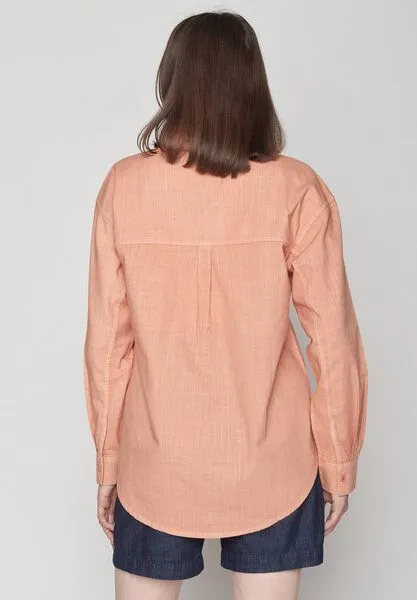 GreenBomb GREENBOMB Basic Over - Lässige Hemdjacke aus Bio-Baumwolle / GOTS / Fair & Vegan, Orange (peach), – Produktbild 2 von 4