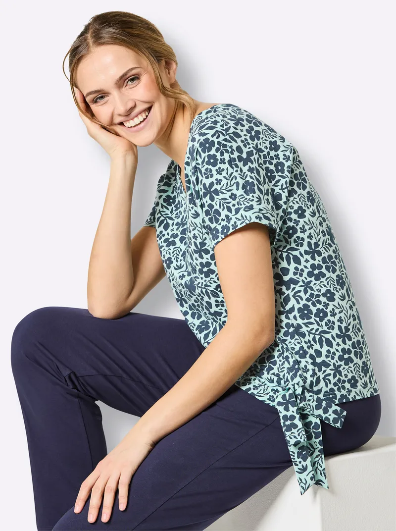 Catamaran Sports Funktionsshirt, Dunkelblau-mint-gemustert, – Produktbild 2 von 2