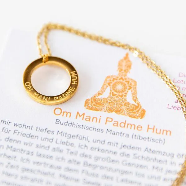 Divasya Divasya Mantra Halskette vergoldet Om Mani Padme Hum – Produktbild 2 von 4