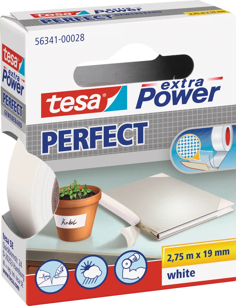 Tesa Tesa Gewebeband 2,75m x 19mm weiß – Produktbild 7 von 7