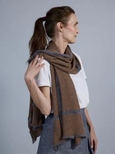 Susan's Fashion Susan's Fashion Merinowollschal Sue mit Karostreifen, Braun, – Produktbild 3 von 4