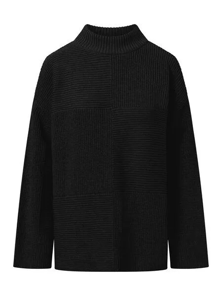 KnowledgeCotton Apparel KnowledgeCotton Apparel Pullover Cotton Loose Fit Crew Neck Knit, Black jet, – Produktbild 1 von 3