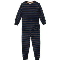 People Wear Organic People Wear Organic Frottée Pyjama, dunkelblau geringelt, Bio-Baumwolle – Produktbild 1 von 1