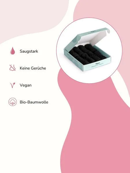 Taynie Taynie Waschbare Tampons extra stark (8 Stk.) Biozidfrei wiederverwendbar 90°C Stofftampons, Schwarz, – Produktbild 3 von 4