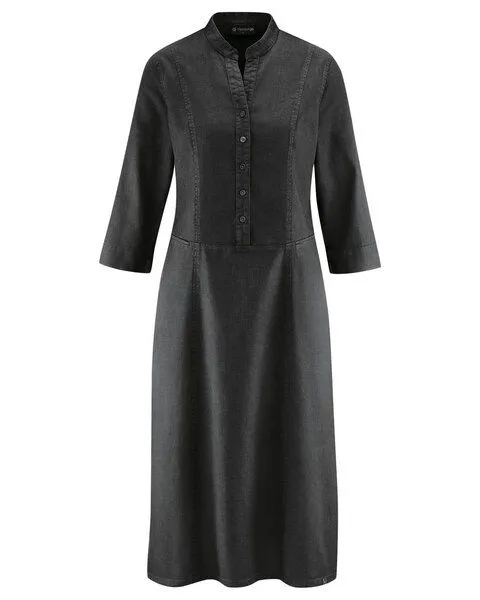 HempAge HempAge Modernes Hemdblusenkleid Hanf/Biobaumwolle, Black (schwarz), – Produktbild 1 von 4