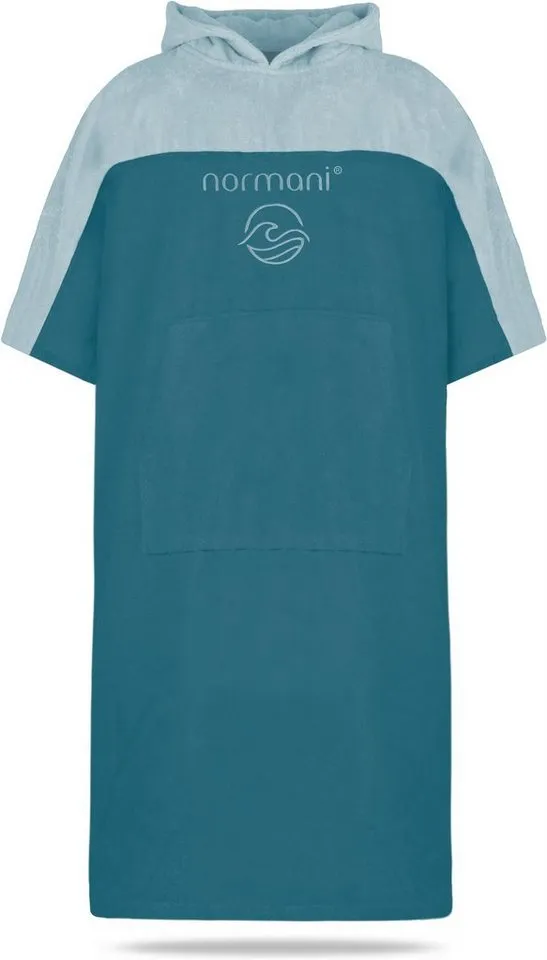 normani Badeponcho Damen Surfer Poncho Kuta, Bio-Baumwolle, Kapuze, Schlupf, Badeponcho aus 100 % saugstarker Bio-Baumwolle, Blau, – Produktbild 5 von 5