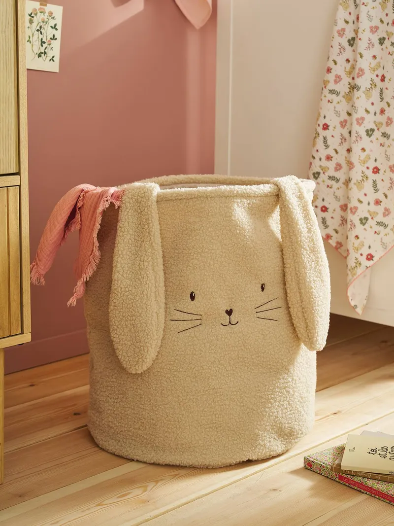 Vertbaudet XL-Aufbewahrungskorb VERZAUBERTER HASE aus Teddyfleece Wäschekorb Kinderzimmer sandfarben, Sandfarben, – Produktbild 1 von 3