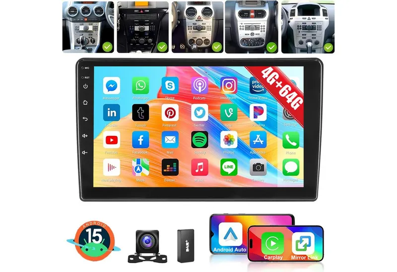 ESSGOO Für Opel Antara Astra H Corsa D Meriva A Zafira B Carplay Android 15 Autoradio (RDS, 4+64GB(optional), Digitalradio (DAB), FM, AM, Carplay Android Auto Bluetooth EQ USB GPS Navi WIFI Touchscreen), Schwarz, – Produktbild 1 von 4