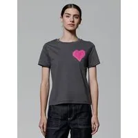 watapparel watapparel T-Shirt Frauen Pink Heart, Anthracite, – Produktbild 1 von 1