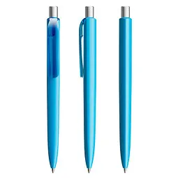 prodir prodir® Druckkugelschreiber DS8 PMM Push, blaue Mine, cyanblau/silber satiniert – Produktbild 1 von 1