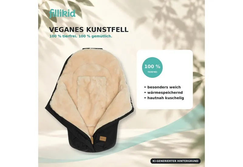 fillikid fillikid Fußsack Fillikid Winterfußsack Vegan Style Kunstfell Exclusiv, Schwarz, – Produktbild 3 von 5