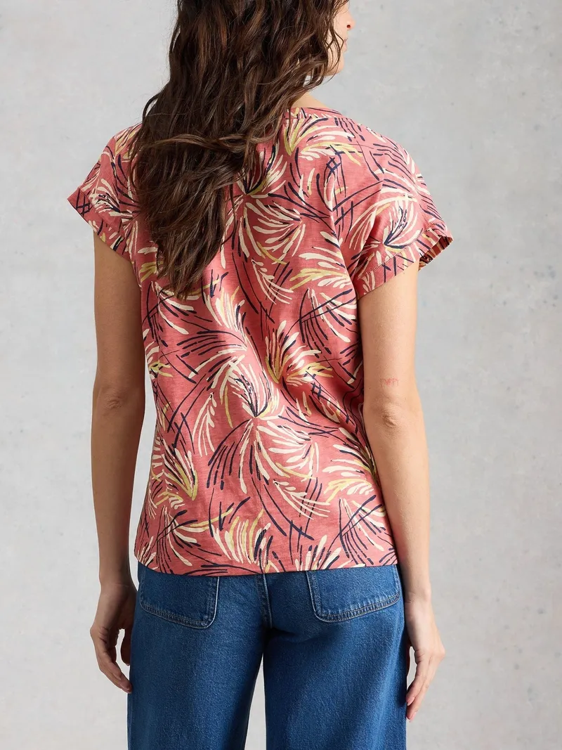 White Stuff T-Shirt Nelly mit Keilausschnitt - 52, Rosa print, – Produktbild 4 von 4