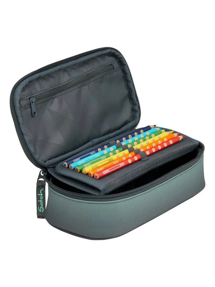 Satch Satch Federmäppchen Schlamperbox, (1-tlg), inklusive Geodreieck und Stundenplan, Grau, – Produktbild 3 von 6
