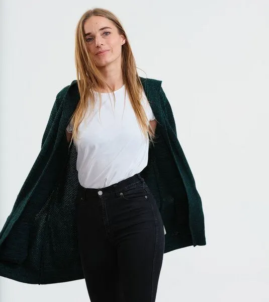 Gary Mash GARY MASH Long-Cardigan Vera mit Kapuze aus Biobaumwolle, Grün-schwarz mélange (grün), – Produktbild 2 von 4