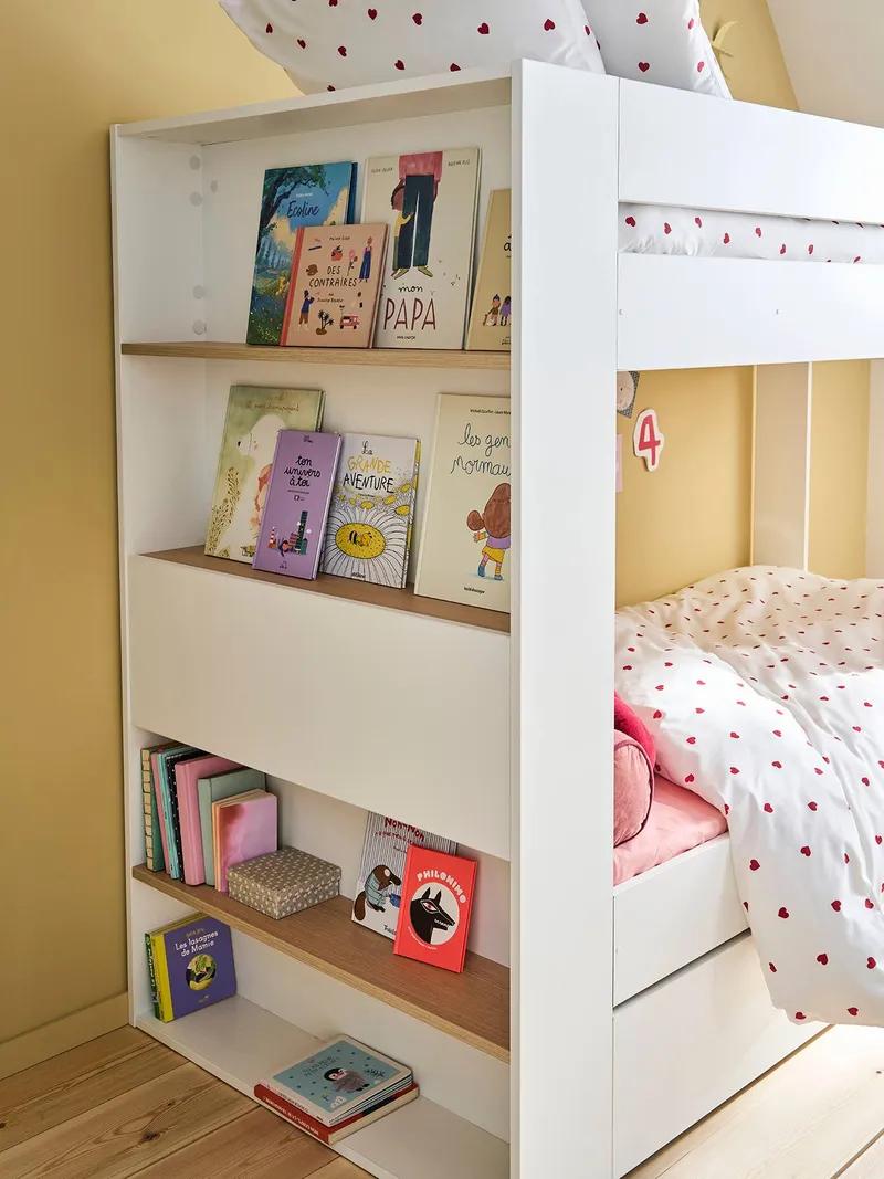 Vertbaudet Kinderbett IDAHO mit Stauraum und Gästebett, Weiß, – Produktbild 3 von 4
