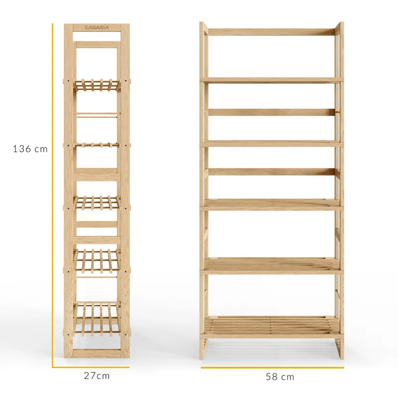 Casaria® Standregal Öland 2er-Set 136x58x27cm, Braun, – Produktbild 2 von 2