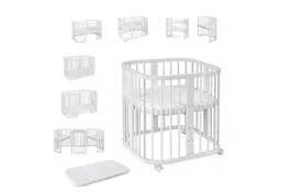 Waldin Waldin Babybett 7in1 mitwachsend, Beistellbett, Matratze, Rollen – Produktbild 1 von 1