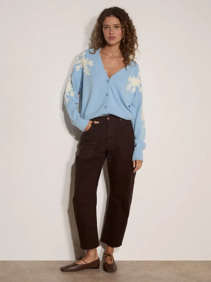 Apricot Apricot Cardigan Cardigan mit Blumenapplikationen mit Stickerei, Blau, – Produktbild 2 von 5