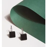 ALEXASCHA ALEXASCHA Geometrische Ohrringe hängend aus Glas | PUREFORM, Onyxschwarz, – Produktbild 1 von 2