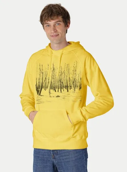 Peaces.bio - handbedruckte Biomode Peaces.bio - handbedruckte Biomode Hoodie Woodland Herren, Gelb, – Produktbild 2 von 2
