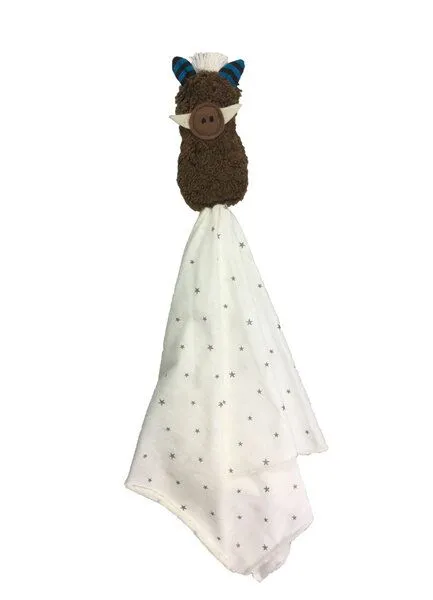 Pat und Patty Pat und Patty Personalisiertes Schmusetuch/ Schnuffeltuch , Greifling "Wildschwein" ,Farbe : braun, 100 % Baumwolle-kbA – Produktbild 3 von 4