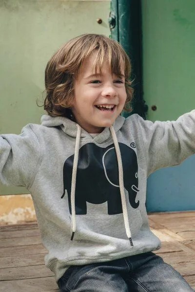Trendsplant Trendsplant Kid's Organic Classic Hoodie Heather Grey, Grau, – Produktbild 1 von 4