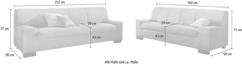 DOMO collection Polstergarnitur Norma Top,elegant und modern, flache Armlehnen, (Set), bestehend aus einem 2-Sitzer und einem 3-Sitzer, Beige, – Produktbild 4 von 5