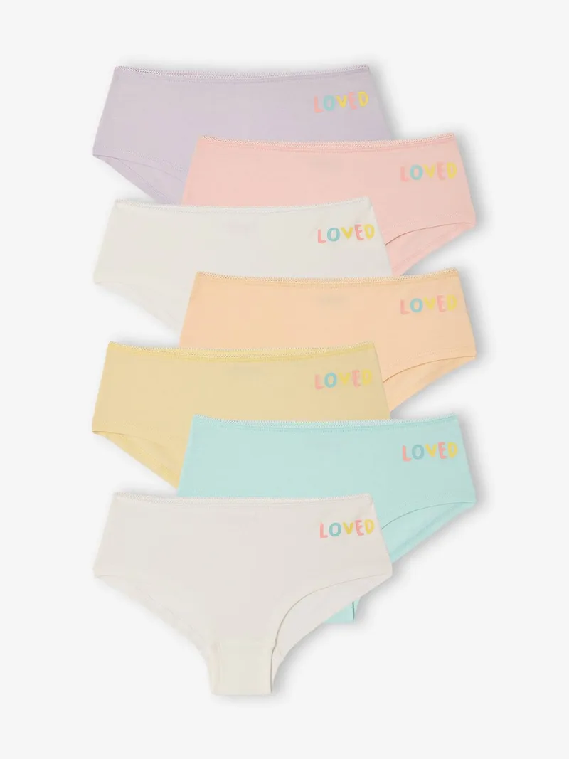 Vertbaudet 7er-Pack Mädchen Shortys LOVED BASIC, Rosa, – Produktbild 1 von 3