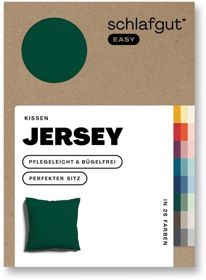 Schlafgut Schlafgut Kissenbezug EASY JERSEY Kissenhülle 100% Baumwolle, weicher Edel-Jersey, bügelfrei, (1 Stück), mit farblich angepasstem Reißverschluss, pflegeleicht, formstabil, Grün, – Produktbild 3 von 5