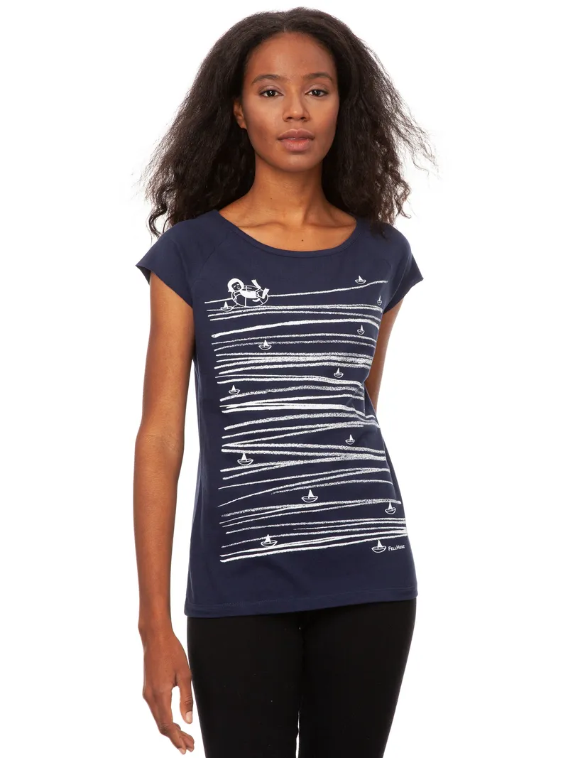 FellHerz FellHerz Damen T-Shirt Summertime, Dunkelblau, – Produktbild 1 von 5