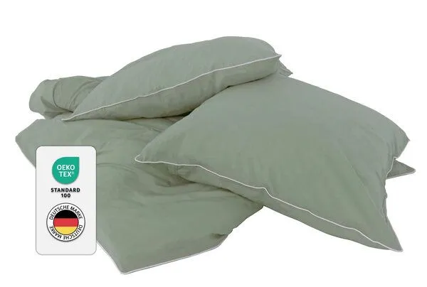 jilda-tex jilda-tex Luxus Premium-Bettwäsche aus Eukalyptus 100% Lyocell Tencel Perkalbettwäsche MADE IN GREEN, Salbeigrün, – Produktbild 3 von 4