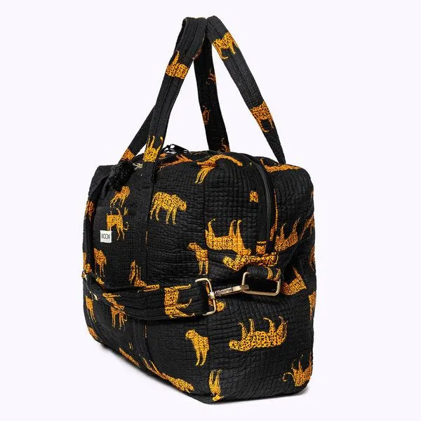 KIKOONI KIKOONI handgefertigte große Reisetasche TRAVELER BAG, Black leopard, – Produktbild 3 von 4